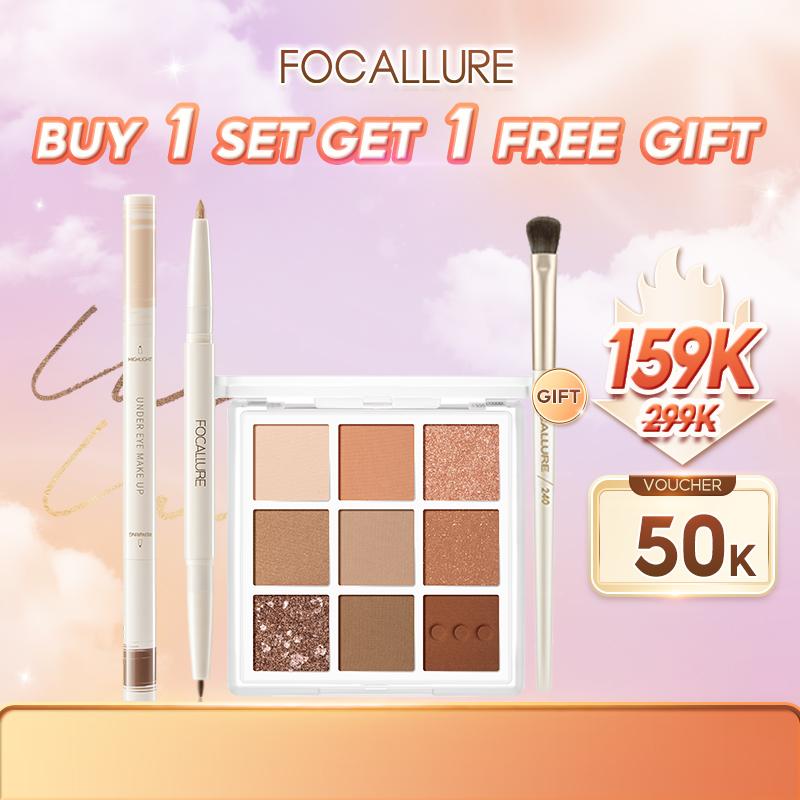 Bộ Trang Điểm Mắt Bảng Phấn Mắt 9 Màu + Bút Vẽ Bọng Mắt Focallure