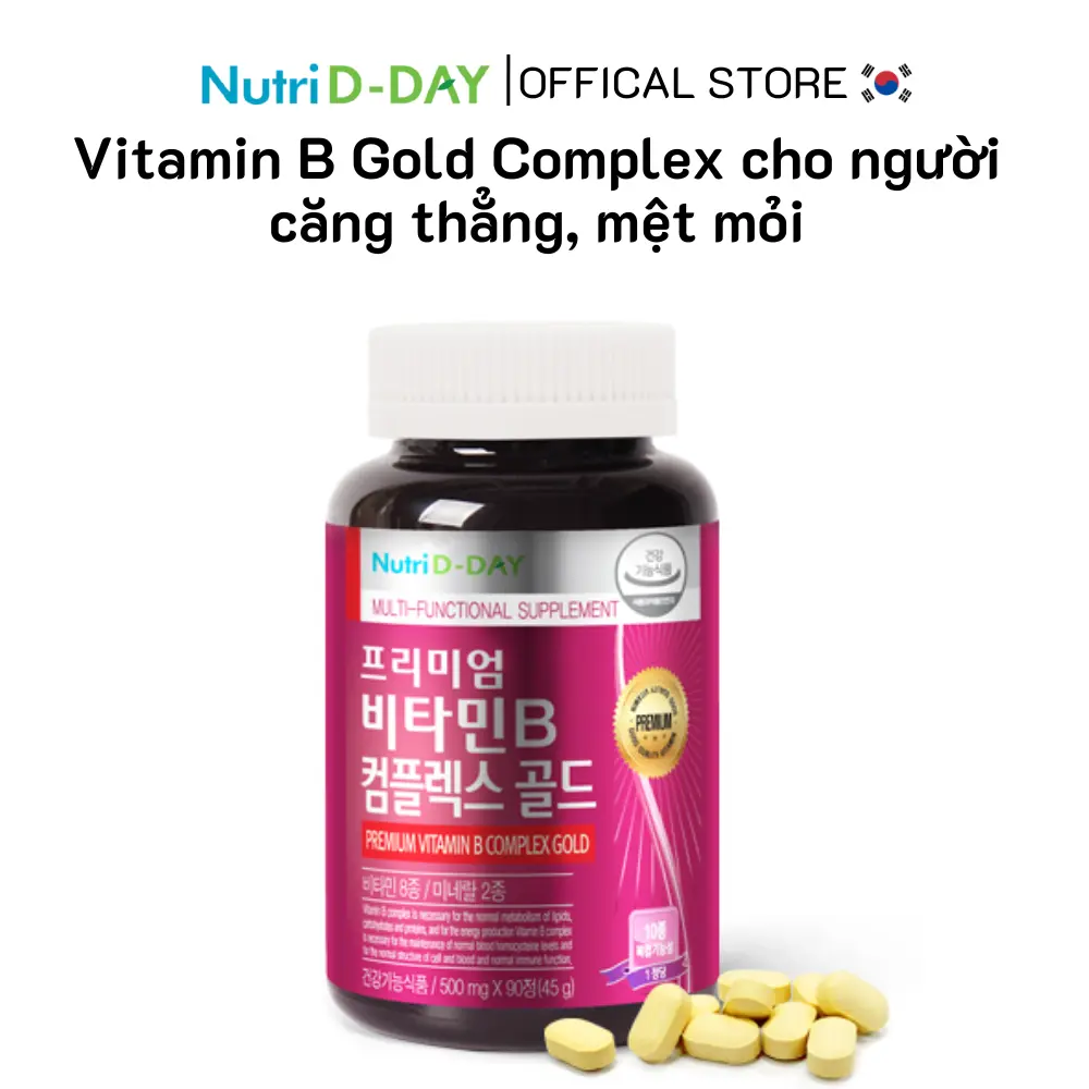 Viên uống bổ sung Vitamin B tổng hợp Nutri D-DAY giúp hỗ trợ giảm căng thẳng mệt mỏi vitamin  vitamin b1