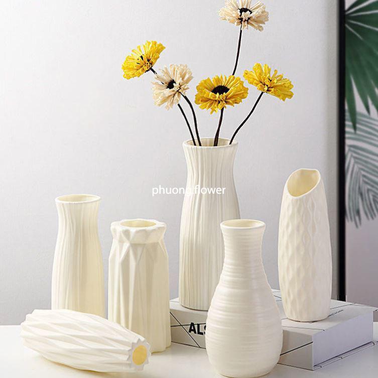 Lọ hoa Bình hoa nhựa PVE giả gốm cao 23cm đủ loại họa tiết thiên nhiên dùng cắm…