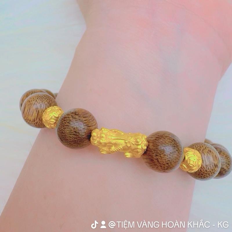 Phụ kiện vòng tay trầm hương phối tỳ hưu V9999 Hoàn Khắc (chủi 10li) 4