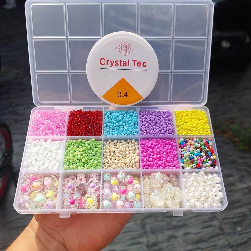 Product Introduction of Murah nursa manik Manik Manik Pasir Mix Saries 8/o 3mm ++ Manik Topping Clear Set Box (Free Senar Elastis)COD 8
