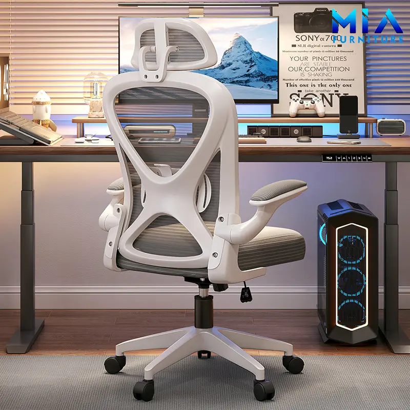 Ghế Công Thái Học MIA04 Tay Gập, Tựa Đầu, Tựa Lưng - Xoay 360, Ghế Văn Phòng Cao Cấp việt nam bền vn công thái học, Không Ngả Lưng