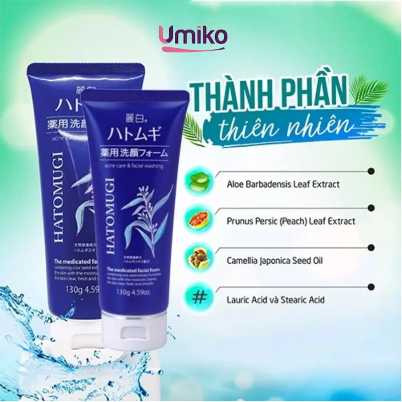 Sữa Rửa Mặt Hatomugi Chiết Xuất Ý Dĩ Nhật Bản Skincare tất cả các loại da kiểm soát dầu sữa _ sữa rửa mặt  nhật 1