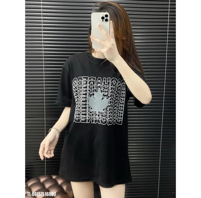 Áo chữ lồng lá phong xám DSQ. Áo 2 màu đen trắng, chất liệu 100% cotton mềm mịn, thoáng mát, co dãn 4 chiều. Hottrend New 2025 1