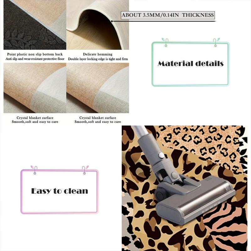 Leopard Print Floor Mat, Non-slip Soft Floor Carpet, Rectangle Home Decorative Mat for Living Room Bedroom Study Room, Home Decor 8