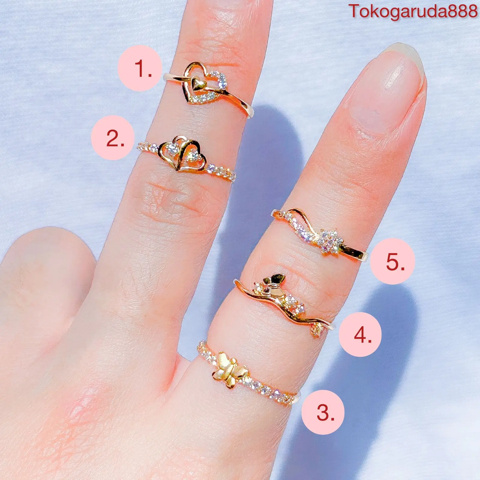 Cincin Asli 70 Love Bunga Kupu-Kupu Aesthetic Korea Ringan Padat untuk Anak-Anak - Fashion Kids Costume