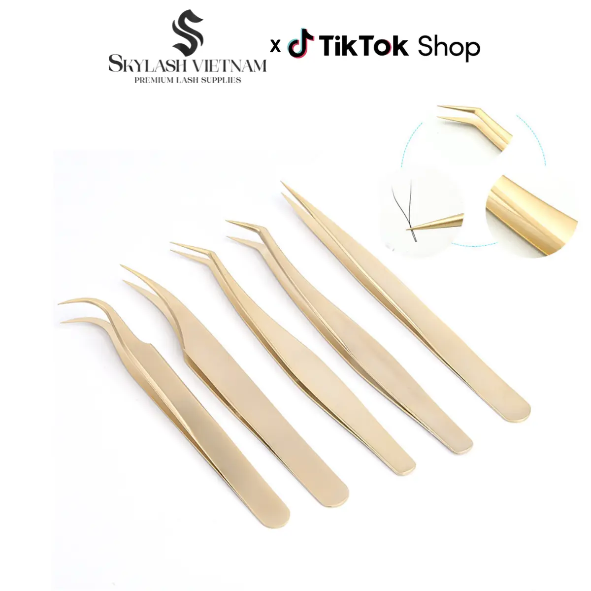Nhíp Nối Mi Classic, Nhíp Tách Mi AB Lash (Bao Test) Dụng Cụ Nối MI SKYLASH Trang Điểm Women