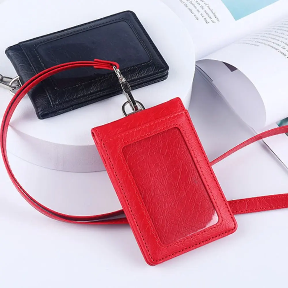 Simple Vertical ID Tag Badge Holder Horizontal Protective Employee Pass Work Card Case with Lanyard Photocard Magnetic Flip Chest Card Bag Office Worker