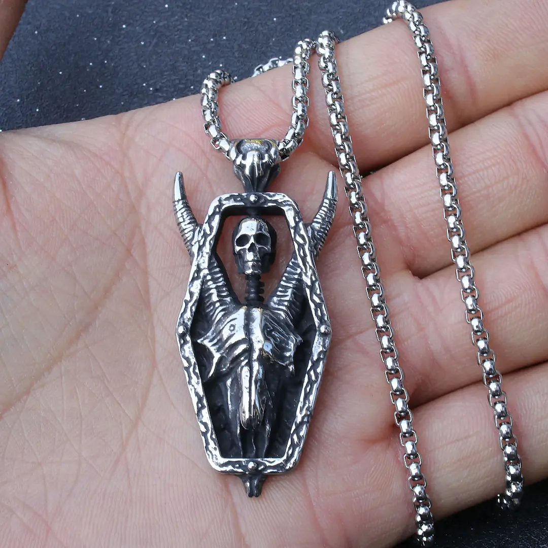 60CM Men's/Women's Fashion Daily Casual Accessories Jewelry Sheep Head Skull Pendant Punk Vintage Necklace Accessories