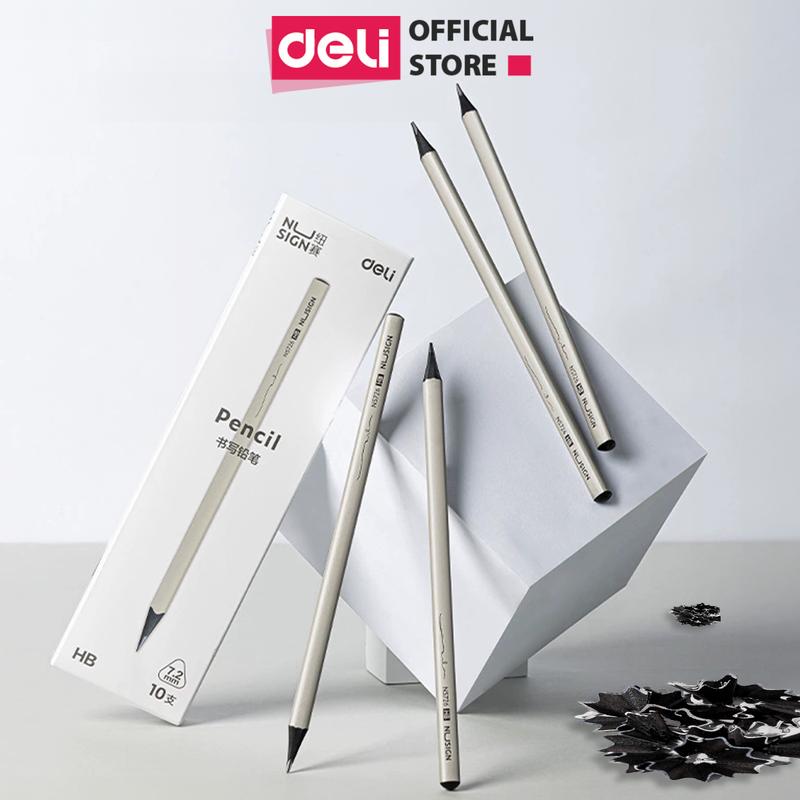 Bút chì HB 2B lõi gỗ đen cao cấp Nusign x Deli - Thiết kế sang trọng, chì đậm vẽ tranh, tô trắc nghiệm nhạy máy chấm thi học sinh văn phòng