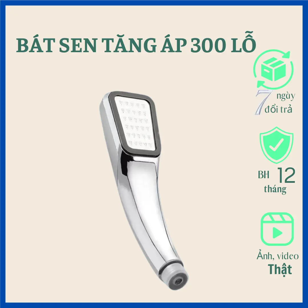 Bát sen tắm, bát sen tăng áp, tay sen mặt vuông 300 lỗ, bộ vòi hoa sen tăng áp, bát sen tắm thế hệ mới