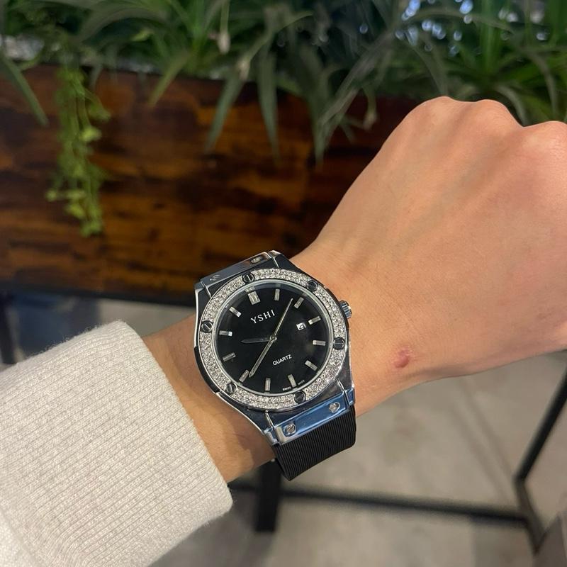 Đồng Hồ Nam Nữ HUB603 Luxury Classic Dây Silicon Dây Da, Kim Thể Thao Sang Trọng Watch Đeo Tay