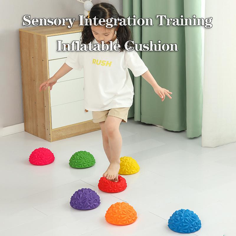 Product Introduction of Children Inflatable Sensory Cushion Sports Toys Stepping Balance Stones Training Massage Ball PVC Sensorial Autismo Social Games 15