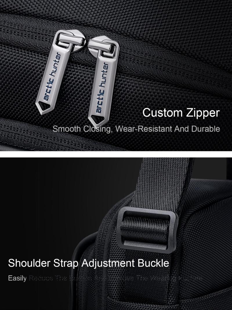 Product Introduction of Men's Business Solid Color Zipper Shoulder Bag, Fashionable Waterproof Crossbody Bag for Daily Life, Casual Trendy Versatile High-quality Daily Commuting Bag 7