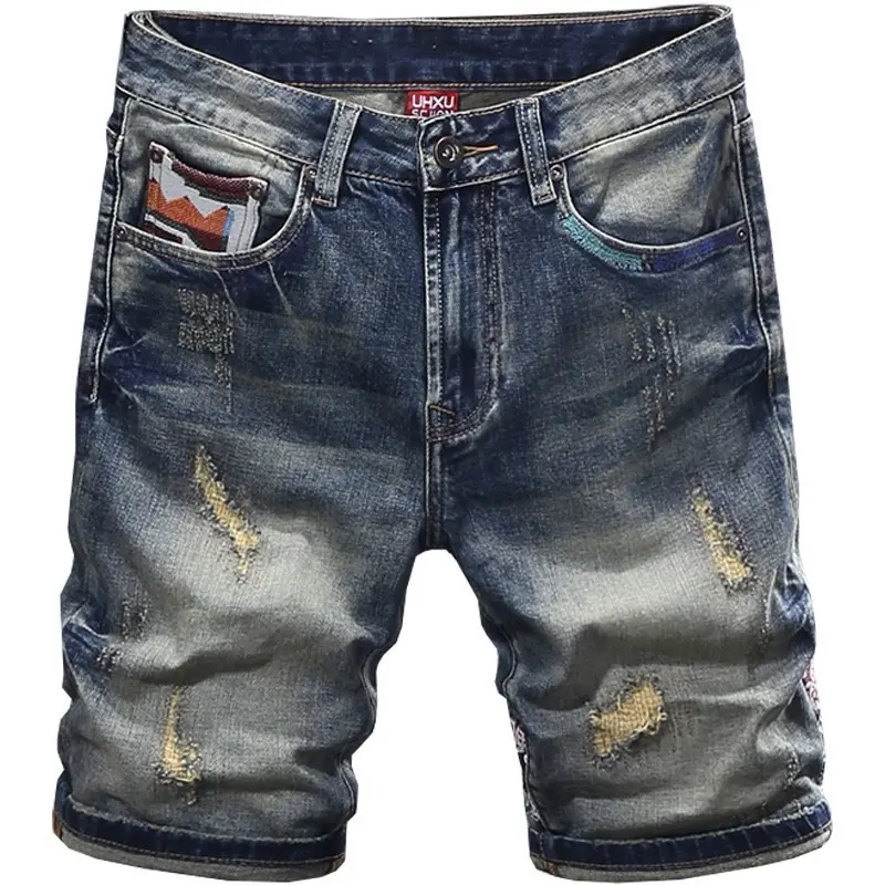 Sọt Jeans nam chất Denim cao cấp màu xanh wax bụi in hoa văn cực chất mã số J1027 4
