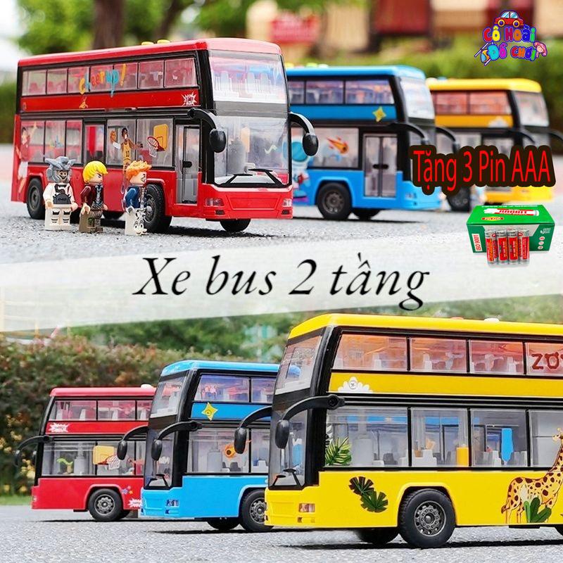  Mô hình đồ chơi xe bus 2 tầng âm thanh đèn mở cửa phát nhạc chạy đà cót 