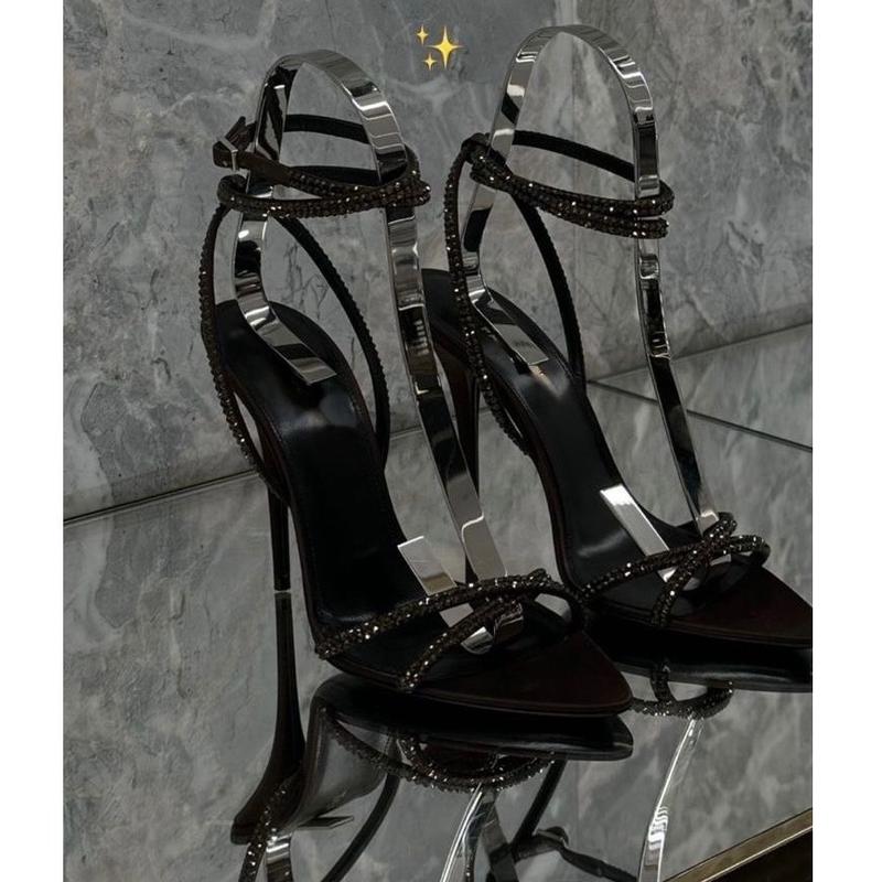 Sandal Mũi Nhọn Nữ Calla Dây Chéo Guốc Xinh 8cm đến 12cm Sandal Mũi Nhọn Đính Đá Sandal Học Sinh