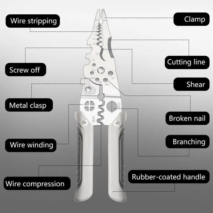 Tang Dekrustasi Kupas Potong Lilit Belah Crimping Skun Buka Baut Kabel Listrik 27 In 1 Multifungsi Wire Stripper 3