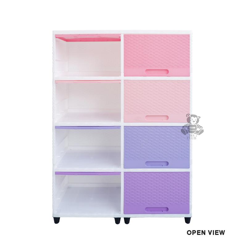 Double Wide Club Flip Susun 4 - Lemari Plastik Lebar Pintu Geser - Lemari Laci Plastik Minimalis - Lemari Penyimpanan Serbaguna - Laci Penyimpanan Serbaguna - Lemari Plastik Multifungsi - Lemari Laci Plastik Club Furniture 3