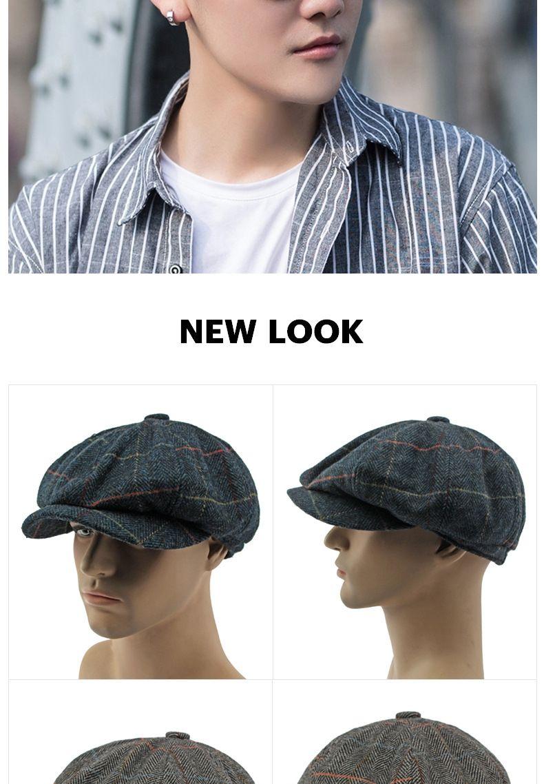 Product Introduction of [red fedora]Autumn and Winter Warm Woolen Octagonal Hat Newsboy Cap Beret Big Head Circumference Peaked Cap Outdoor Men and Women Painter Cap 3