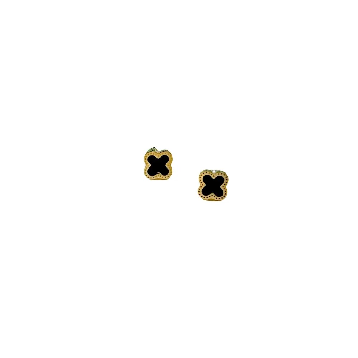 Anting clover bunga hitam titanium kecil