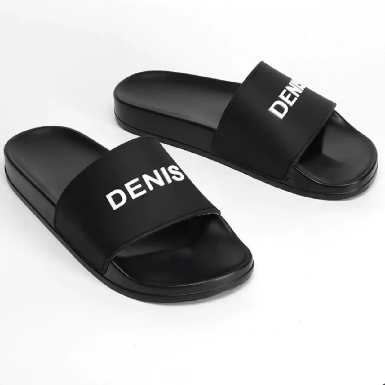 Dép quai ngang đê ni size 35-42  đế đúc hợp thời trang Slipper Jean DéP Cao Su Nam Đế Bằng Nhung Dép Lê