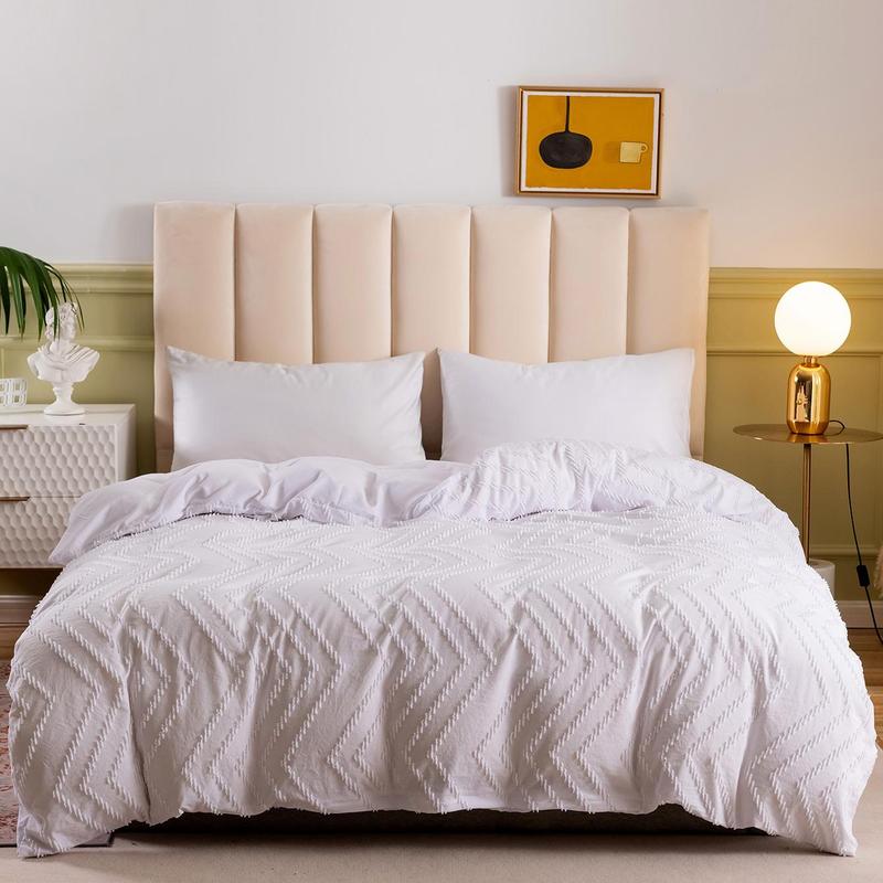 Soft Comfortable Bedding Set, 3 Counts/set Including 1 Count Wavy Print Duvet Cover & 2 Counts Pillowcases without Filler, Modern-Style Bed Sheet Bed Linen Bedding Oldbiao Duvet Cover Set for Home Bedroom 2