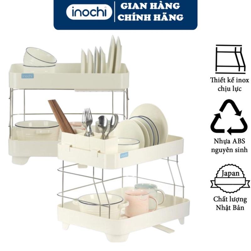 Kệ để chén bát Inochi nhựa inox 2 tầng có khay thoát nước, chất lượng Nhật Bản Kitchen Nhà Bếp