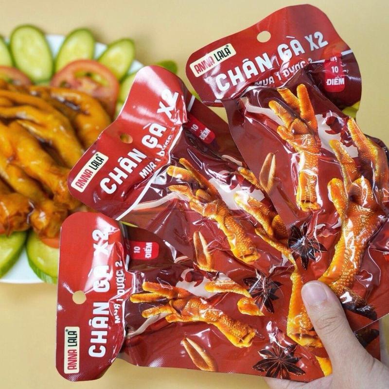 (Kèm Muối Chấm) Combo 20, 30 gói (gói 2 chân) chân gà X2 và chân 1 có xương, rút xương Anna Lala chuẩn vị 10 điểm thơm ngon đậm vị -  Food Ăn Vặt  Chua Cay Vị Chua cay