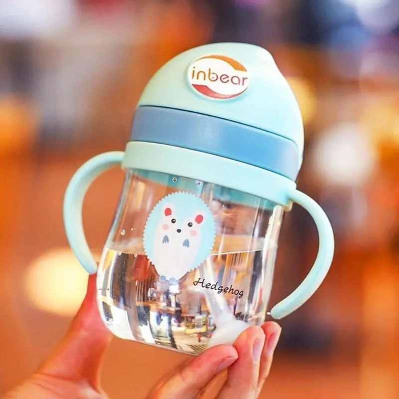 Cọ Kèm Bình Uống Nước Cho Bé Inbear 250ml Có Van Chống Sặc, Chống Rỉ Nước, Vạch Chia Và Tay Cầm Tiện Lợi - Tặng Cọ Ống Hút Kem