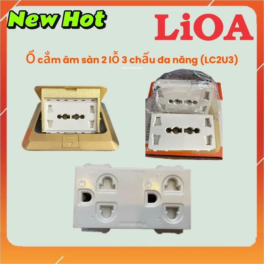Ổ cắm âm sàn LIOA ,2 lỗ 3 chấu đa năng