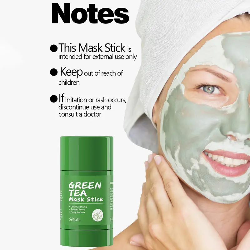 Green Tea Mud Mask Stick, 3 Counts/set Deep Pore Cleansing Facial Mask Stick, Gentle Daily Skin Care Product for Women & Men 5