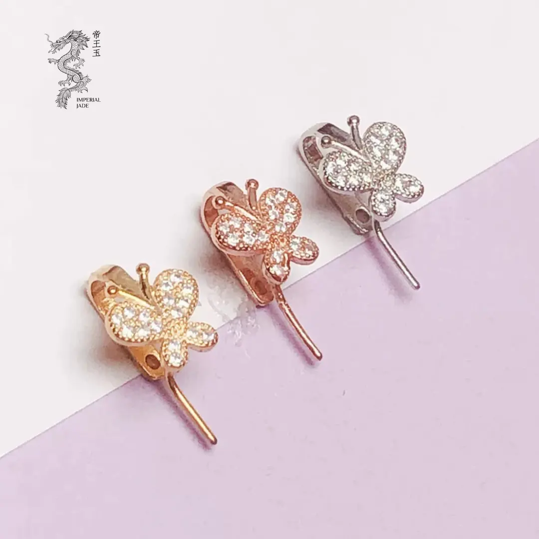 S925 Sliver Bling Butterfly Clasp