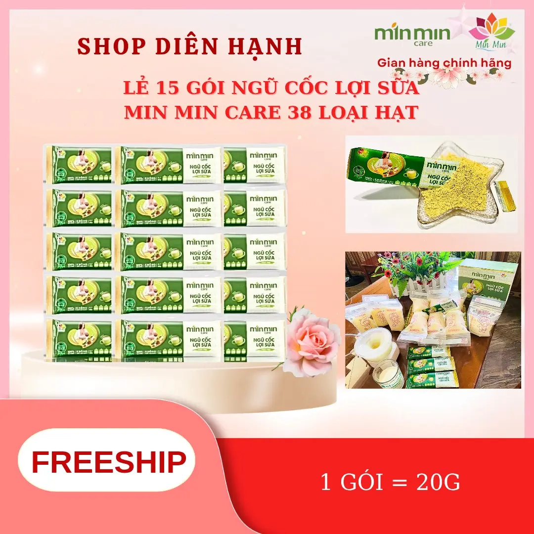 15 GÓI LẺ NGŨ CỐC LỢI SỮA MIN MIN CARE 38 VỊ HẠT NANO CURUMIN Food Vitamin