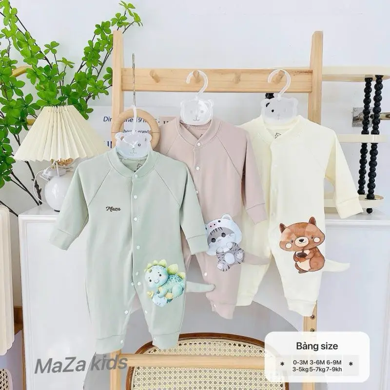 Bộ body body dài tay nỉ bé trai bé gái sơ sinh Mazakids phối đuôi cún chất nỉ nhung mềm mịn giữ ấm cho bé 8
