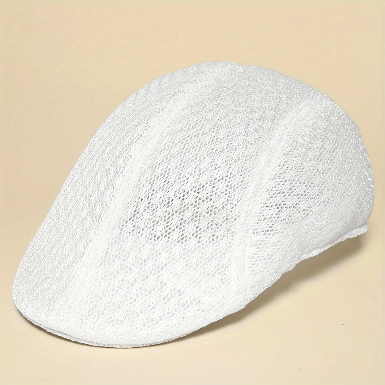 Lightweight Breathable Mesh Beret - Adjustable, Solid Black, Fashionable Style Polyester Artist Hat, Suitable for Outdoor Activities