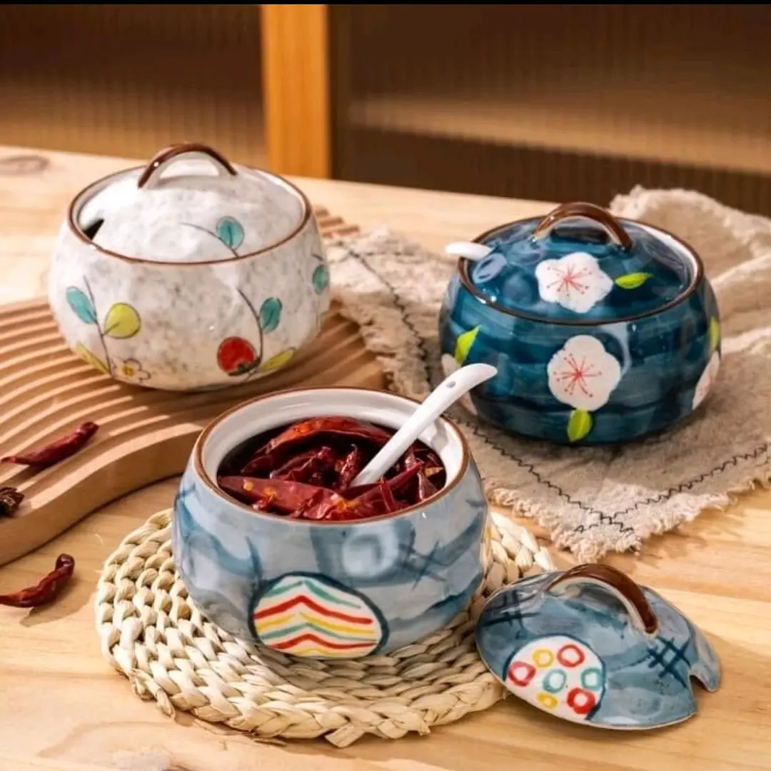 hũ sứ đựng mỡ phong cách nhật bản