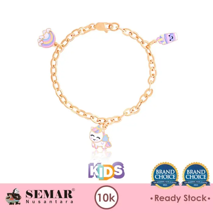 Gelang Emas Anak Lorenia Purple Unicorn Gold 10K Semar Nusantara 0