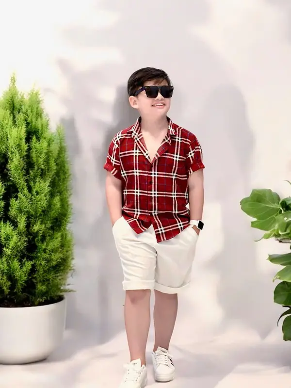 Bộ Quần Áo Sơ Mi Caro Cho Bé Trai 12-52Kg 0