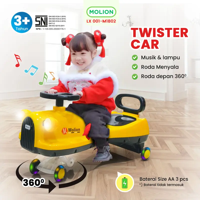 SPEEDS Mobil Mobilan Dorong Twister Car Swing Car Ride On Mobil Musik Tunggang Sporty Mainan Anak 001-M1802 0