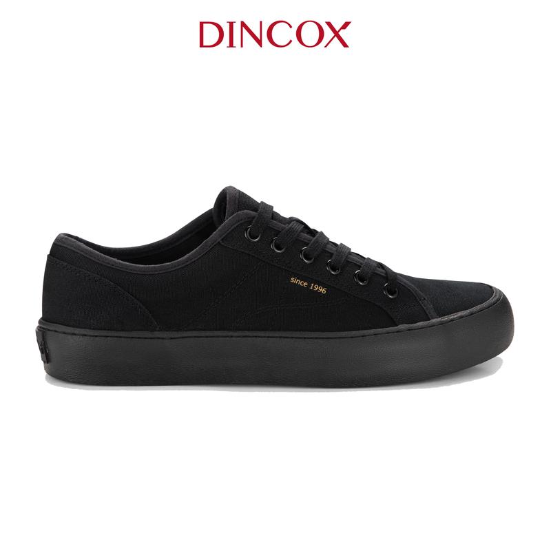 Giày Sneaker Đế Bằng Vải Canvas Nam Nữ E18 Black Dincox Sang Trọng Dincox Shoes Đế Cao Su