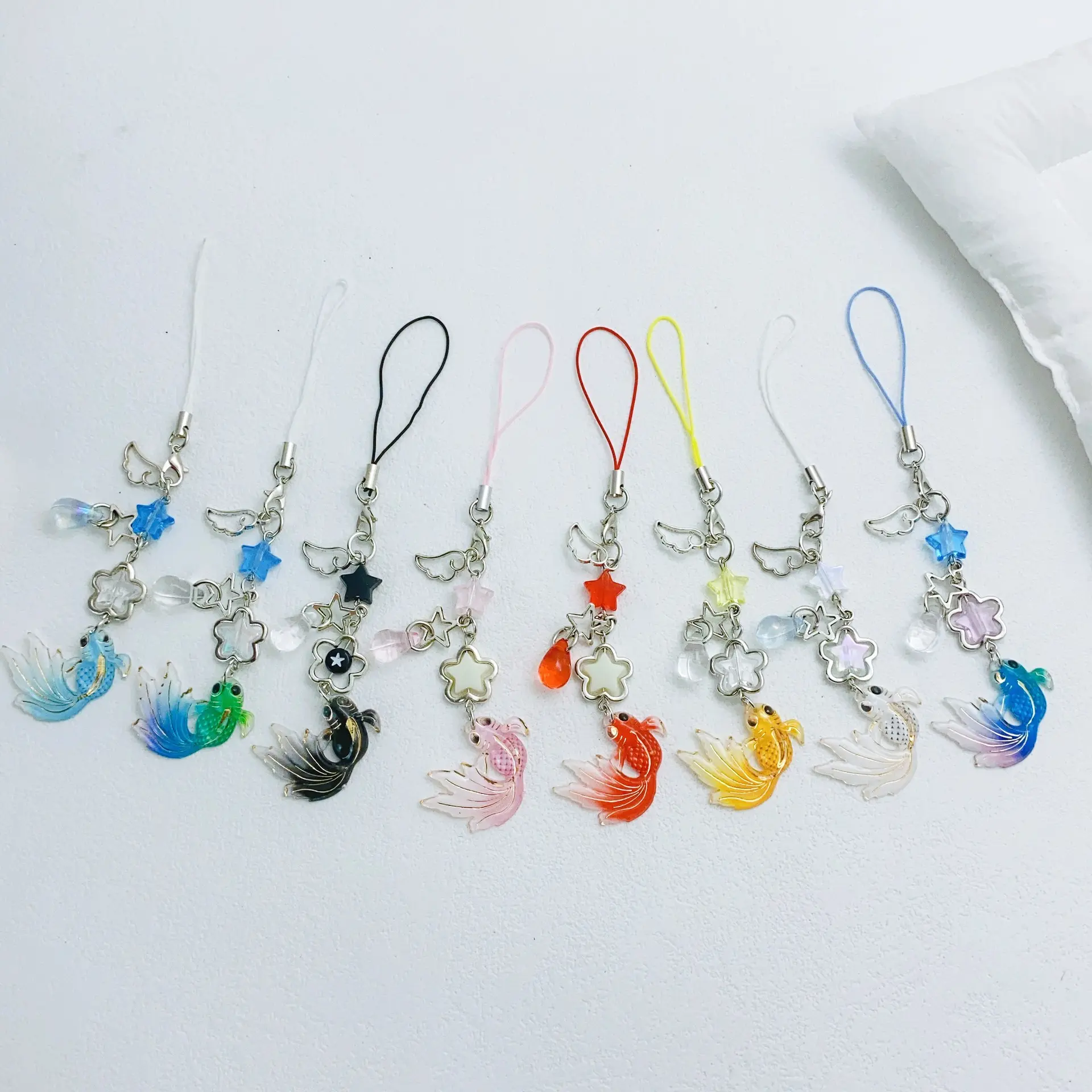 [Lucky Koi] New Chinese style China-Chic Koi Star Beaded Mobile Phone Chain Pendant Car Bag Versatile Pendant,Phone Chain, Keychain,tanghulu phone charm,hirono keychain,phone keychain,phone charm matching Smartphone Cellphone