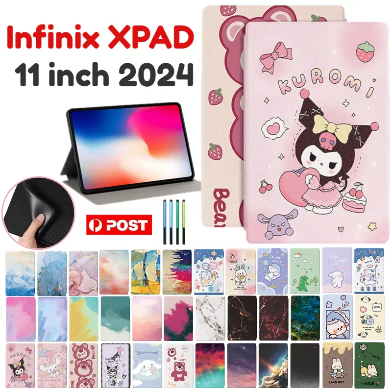Sarung Tablet, Untuk Infinix XPad 11-Inci, Corak Kartun Comel, Diperbuat daripada Kulit dan TPU, Fesyen, Pendirian Flip, 2024