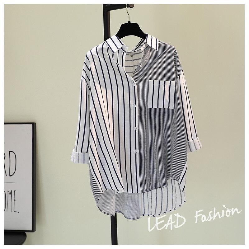 Áo sơ mi nữ kẻ sọc, chất vải Thô cotton thoáng mát mềm mịn, thấm hút mồ hôi, đủ 4 màu  K623 Women Top đầy màu sắc hàn quốc