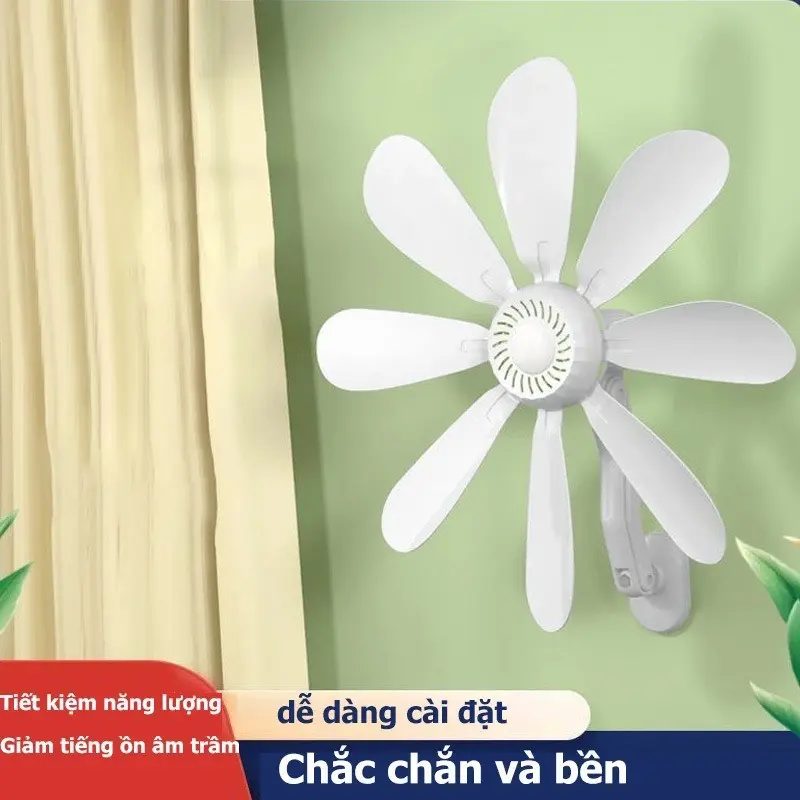 Quạt Treo Tường Mini 8 Cánh Quạt Âm Thanh Nhỏ Chống Ồn Kèm Miếng Dán Fan QuạT 6