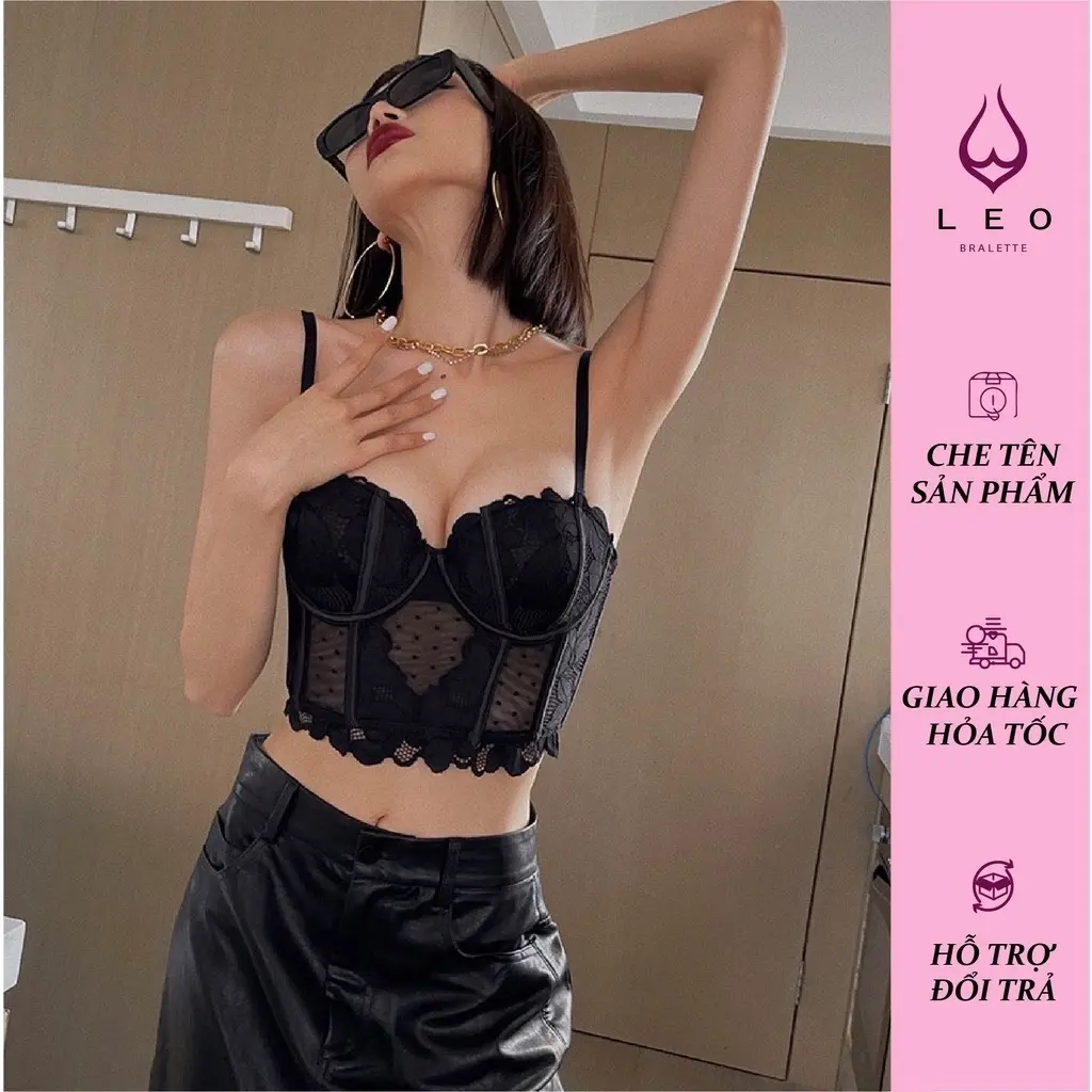 Áo bra bralette corset push up cup ren 7 xương định hình nâng ngực sexy 6688 [Leo Bralette] Nữ