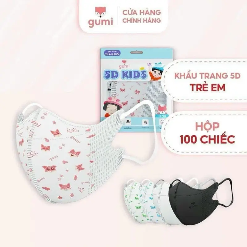 KHẨU TRANG GUMI TRẺ EM HỘP 100pcs
