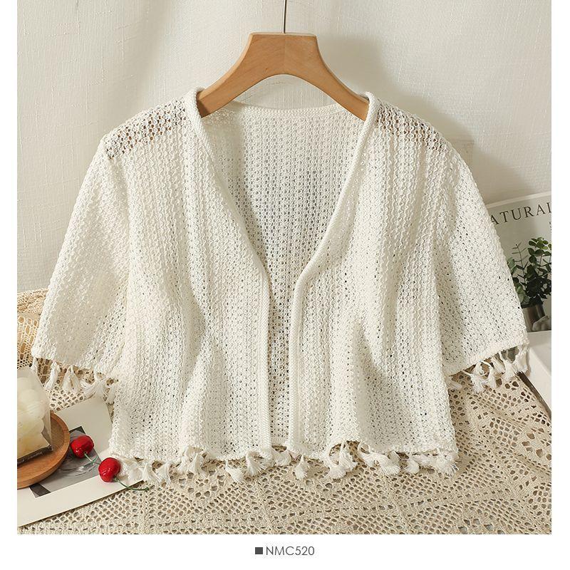 Product Introduction of Áo Cardigan Mỏng, Thiết Kế Tua Rua Rỗng Áo Cánh Mùa Hè Mới, Áo Chống Nắng, Ngắn Và Thanh Lịch, ngắn Tay, Phong Cách Inverness, Có Thể Mặc Ngoài Trời 4