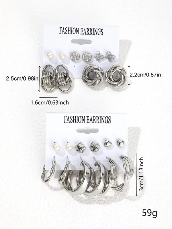 Women's Butterfly & Heart & Twist Earrings, Faux Pearl Decor Earrings for Women & Girls, Luxury Jewelry for Party, Elegant Summer Valentine's Day Gift Accessories, Earring Stacking Set 5