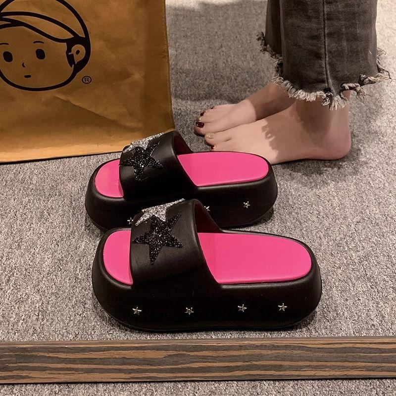 Dép Đế Bánh Mì, Cao Cấp, Dành Cho Nữ, Thời Trang Ngoài Trời Mùa Hè, Hàng Mới Về 2024, Dép đính đá Dép Xăng Đan Đi Biển Đế Muffin DéP Shoes